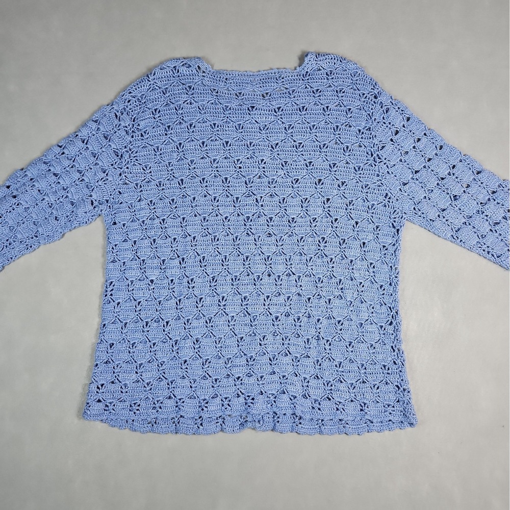 John Paul Richard Womens Blue Open Knit Button Front Cardigan Size Large - Picture 3 of 8